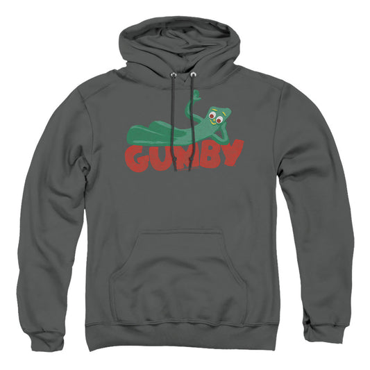 Gumby On Logo Mens Hoodie Charcoal