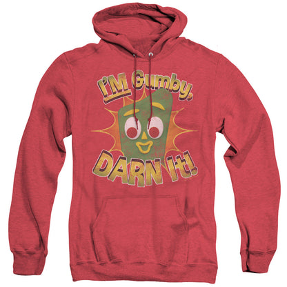 Gumby Darn It Mens Heather Hoodie Red Officially Licensed