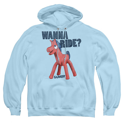 Gumby Wanna Ride Mens Hoodie Light Blue