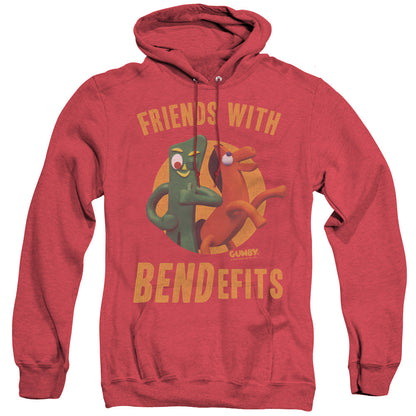 Gumby Bendefits Mens Heather Hoodie Red Officially Licensed