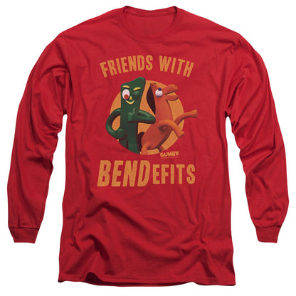 Gumby Bendefits Mens Long Sleeve Shirt Red Officially Licensed