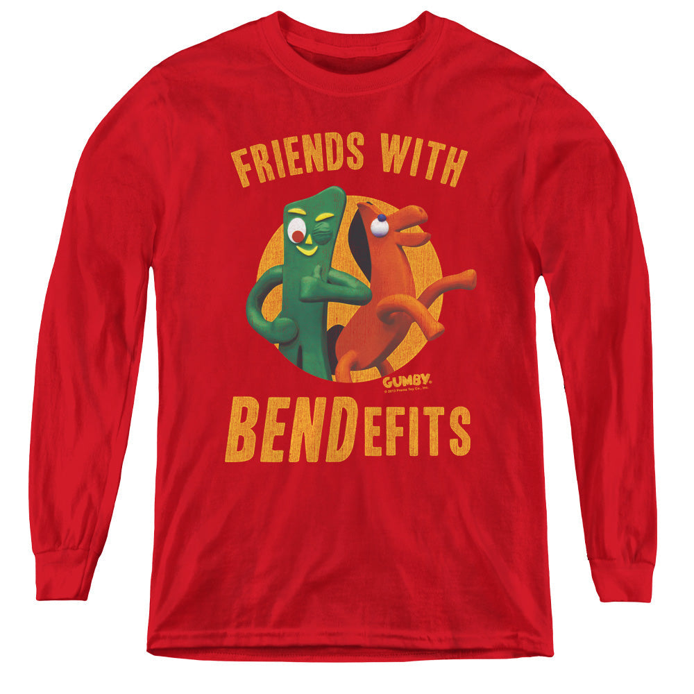 Gumby Bendefits Long Sleeve Kids Youth T Shirt Red