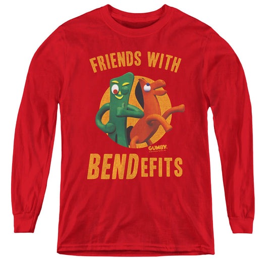 Gumby Bendefits Long Sleeve Kids Youth T Shirt Red