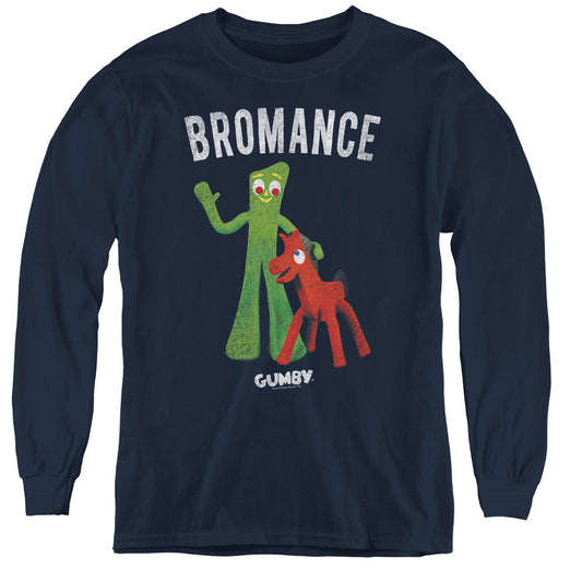 Gumby Bromance Long Sleeve Kids Youth T Shirt Navy