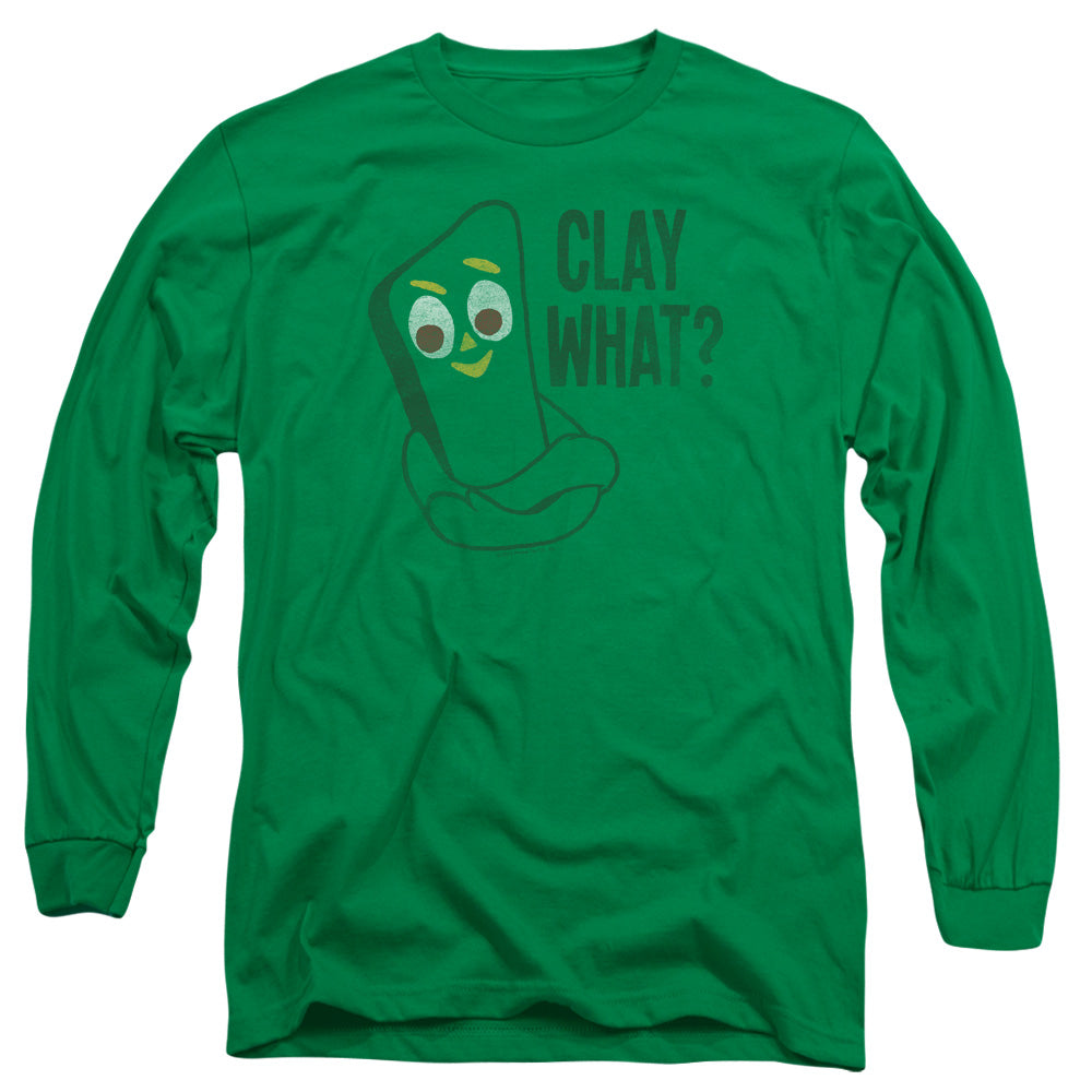 Gumby Clay What Mens Long Sleeve Shirt Kelly Green Officially Licensed