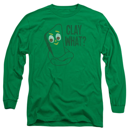 Gumby Clay What Mens Long Sleeve Shirt Kelly Green Officially Licensed