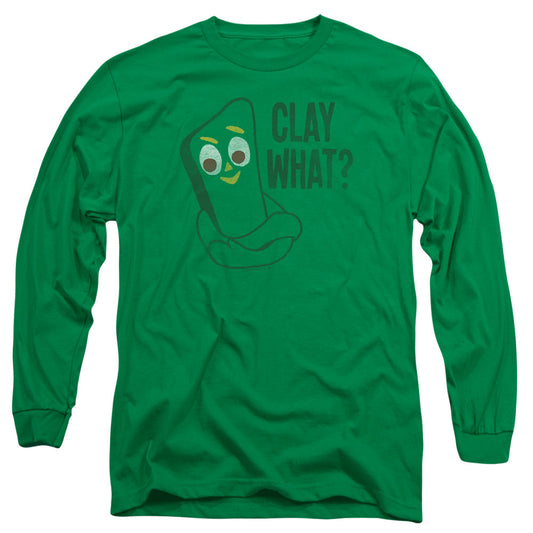Gumby Clay What Mens Long Sleeve Shirt Kelly Green Officially Licensed