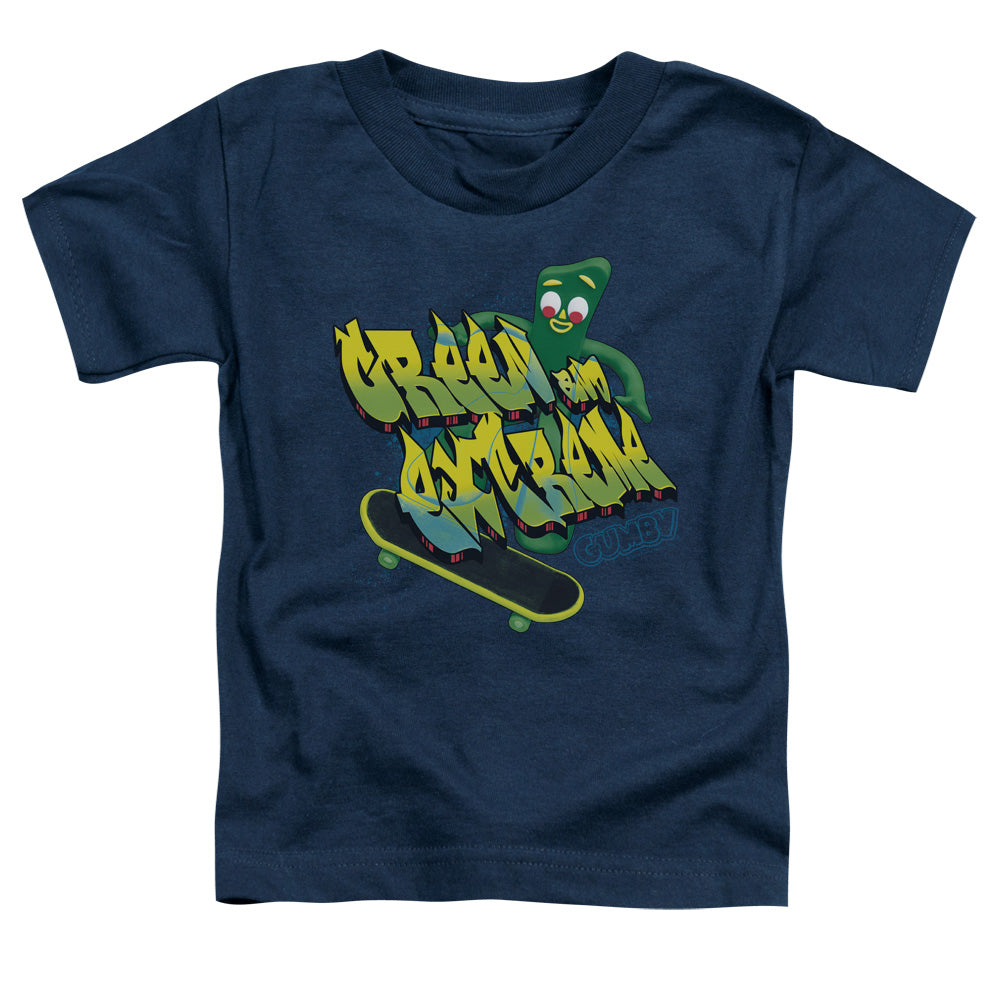 Gumby Green and Extreme Toddler Kids Youth T Shirt Navy