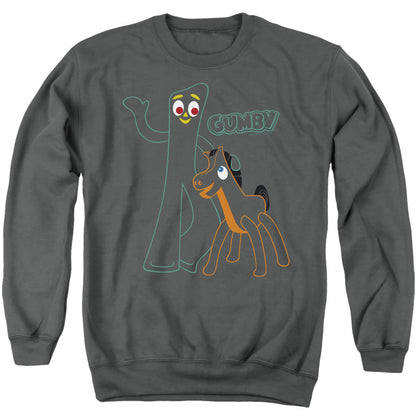 Gumby Outlines Mens Crewneck Sweatshirt Charcoal