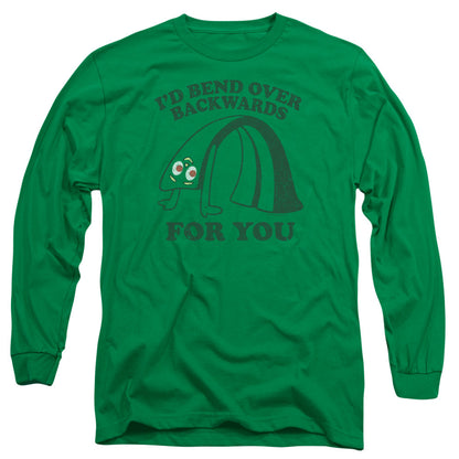 Gumby Bend Backwards Mens Long Sleeve Shirt Kelly Green Officially Licensed