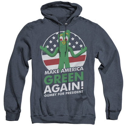 Gumby For President Mens Heather Hoodie Navy Officially Licensed