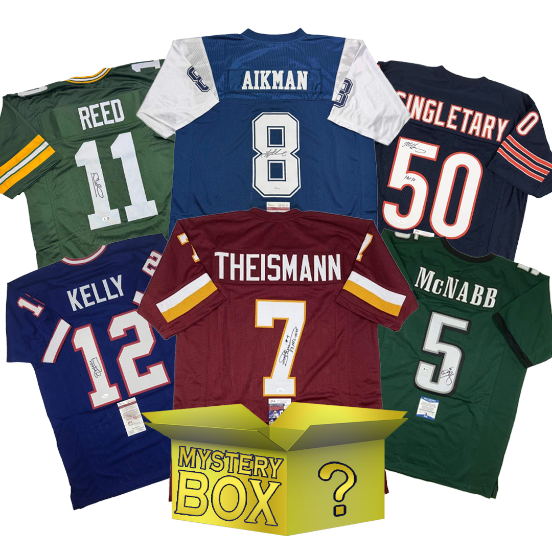 Autographed/Signed Football GOLD Series 2 Jersey Mystery Box with PSA JSA or Beckett COA