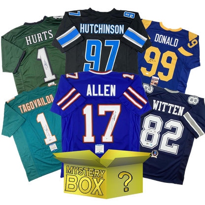 Autographed/Signed Football GOLD Series 1 Jersey Mystery Box with PSA JSA or Beckett COA