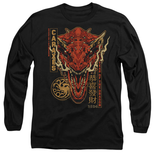 House Of The Dragon Targaryen Year Of The Dragon Mens Long Sleeve Shirt Black Officially Licensed