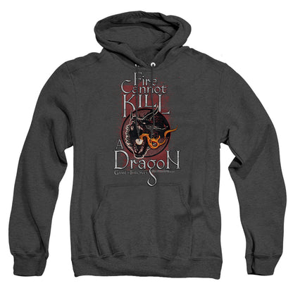 Game Of Thrones Fire Cannot Kill A Dragon Mens Heather Hoodie Black Officially Licensed