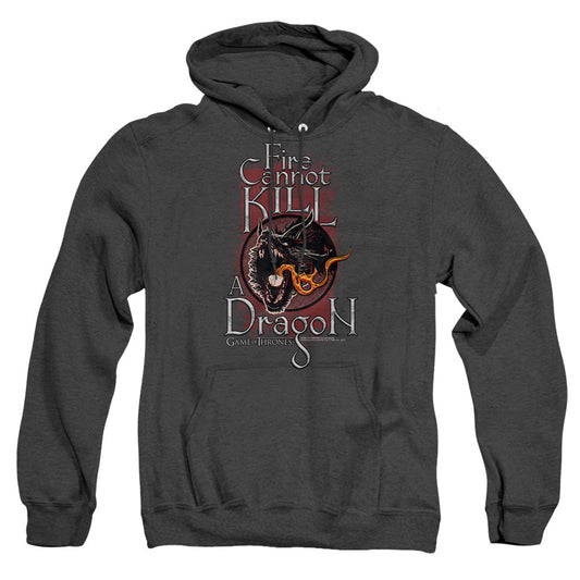 Game Of Thrones Fire Cannot Kill A Dragon Heather Mens Hoodie Black Officially Licensed