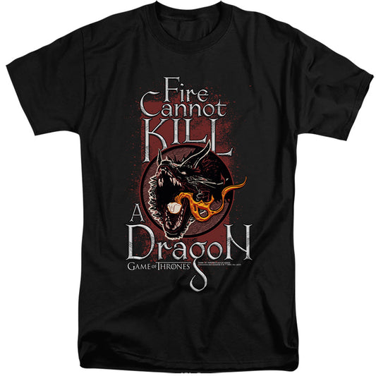 Game Of Thrones Fire Cannot Kill A Dragon Mens Tall T Shirt Black Officially Licensed