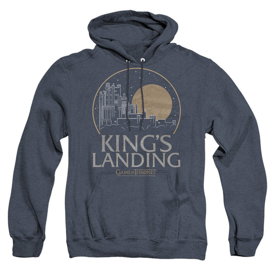 Game Of Thrones Kings Landing Heather Mens Hoodie Navy Officially Licensed