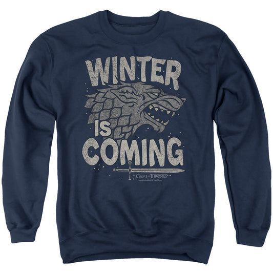 Game Of Thrones Winter Is Coming Mens Crewneck Sweatshirt Navy Officially Licensed