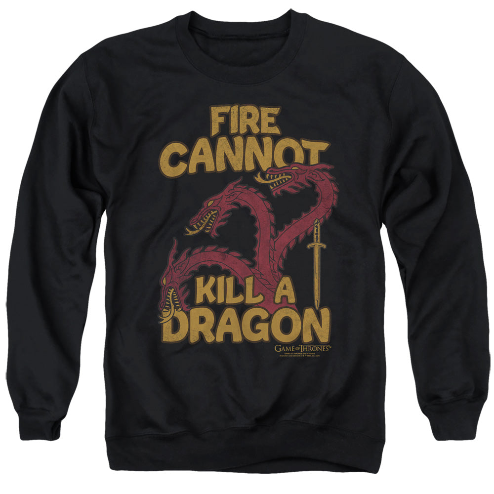 Game Of Thrones Dragons With Fire Mens Crewneck Sweatshirt Black Officially Licensed