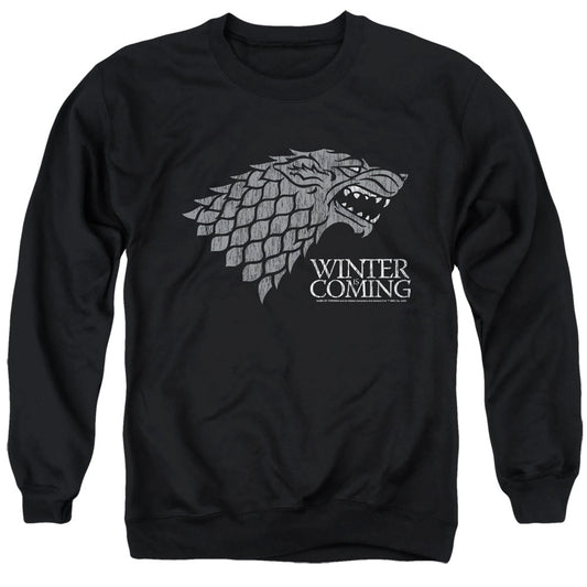 Game Of Thrones Startk Winter Is Coming On Black Mens Crewneck Sweatshirt Black Officially Licensed