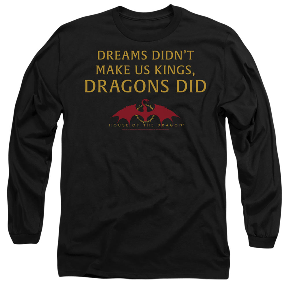 House Of The Dragon Not Dreams Mens Long Sleeve Shirt Black Officially Licensed