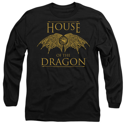 House Of The Dragon Dragon Wings Mens Long Sleeve Shirt Black Officially Licensed
