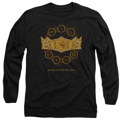 House Of The Dragon Crown Mens Long Sleeve Shirt Black Officially Licensed