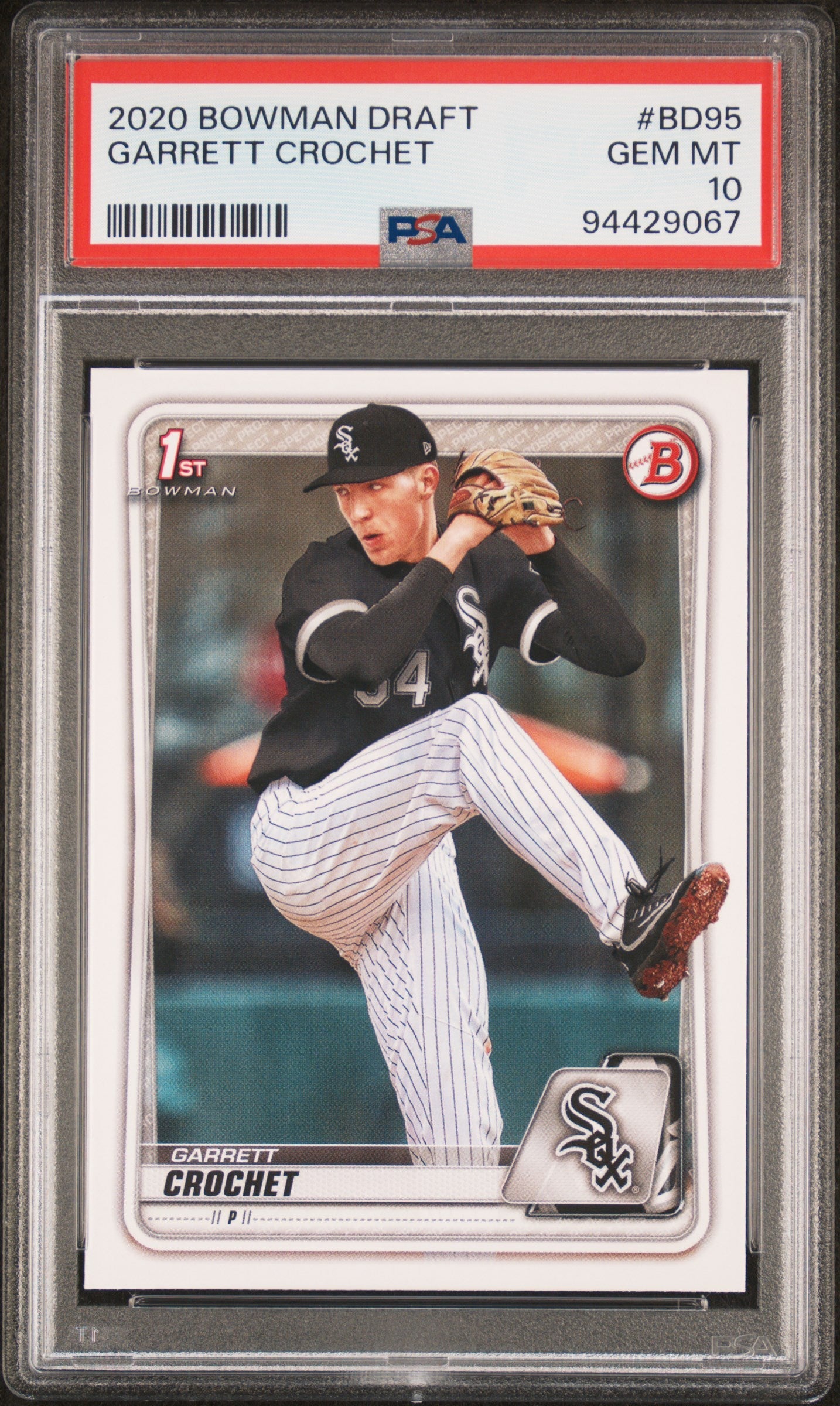 Graded 2020 Topps Bowman Draft Garrett Crochet #BD95 1st Edition Rookie RC Baseball Card PSA 10 Gem Mint