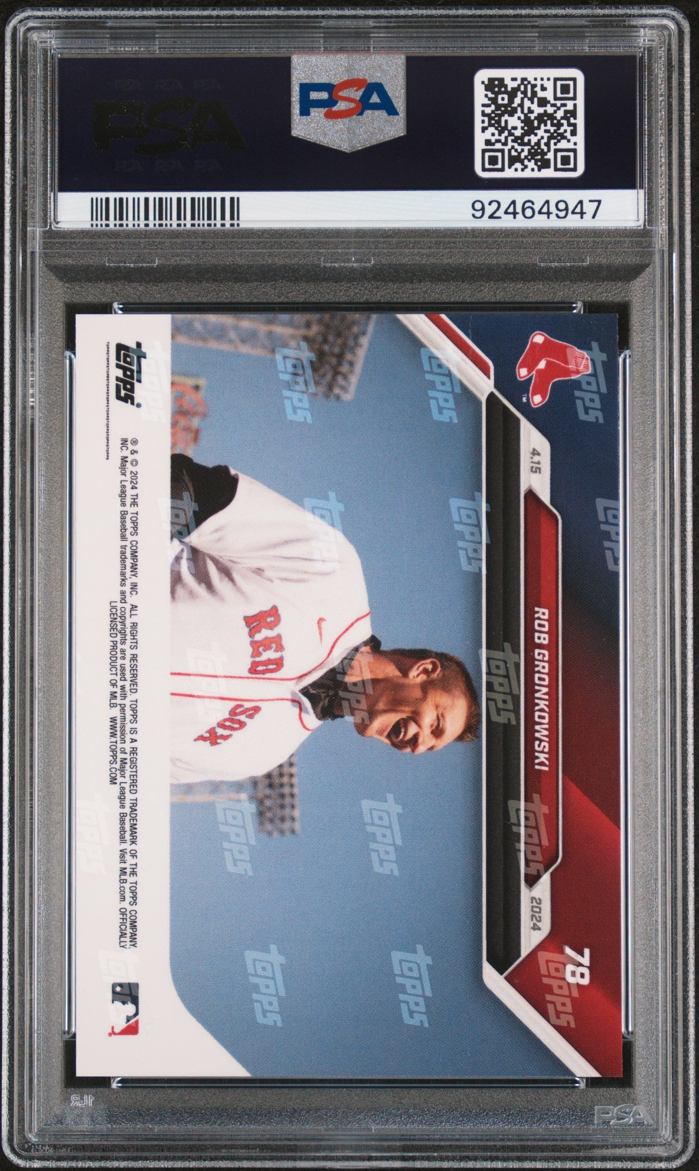 Graded 2024 Topps Now Rob Gronkowski #78 Baseball Card PSA 10 Gem Mint