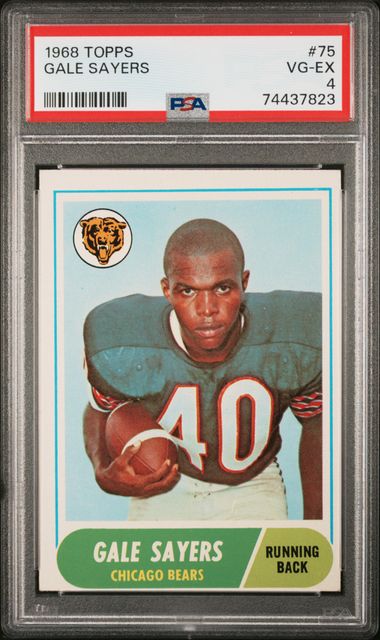 Graded 1968 Topps Gale Sayers #75 Football Card PSA 4 VG-EX