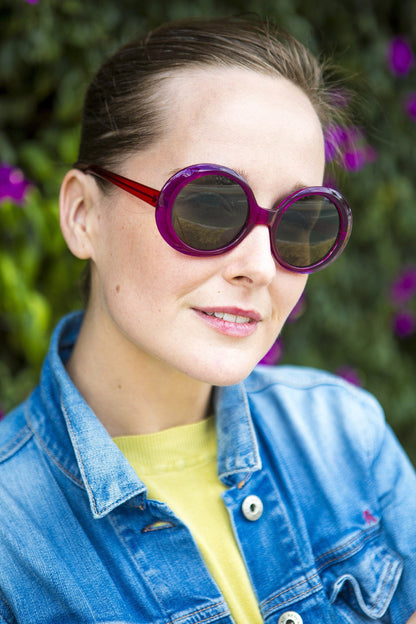 Oversized Round Mod Vintage Sunglass - Opal