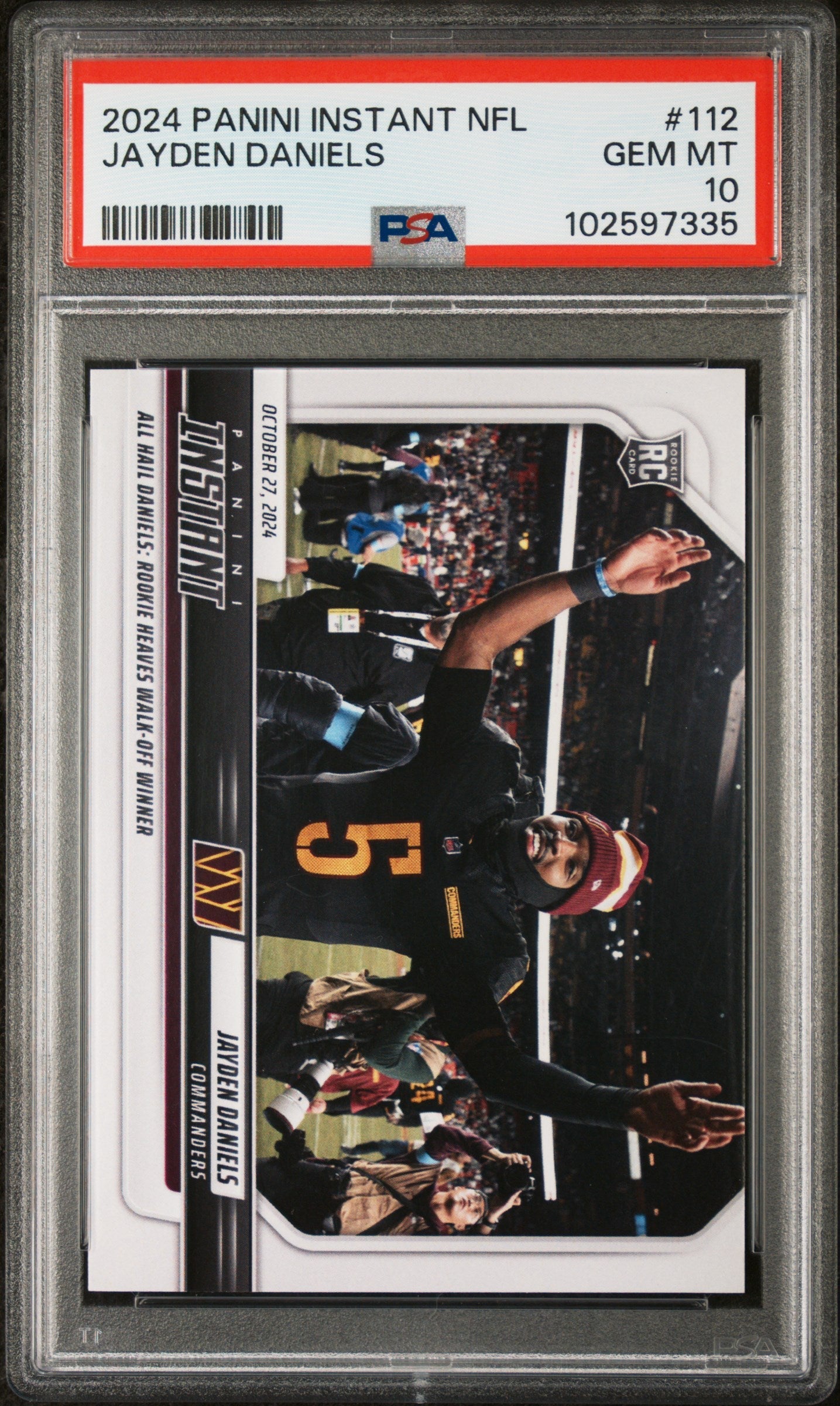 Graded 2024 Panini Instant NFL Jayden Daniels #112 Rookie RC Football Card PSA 10 Gem Mint