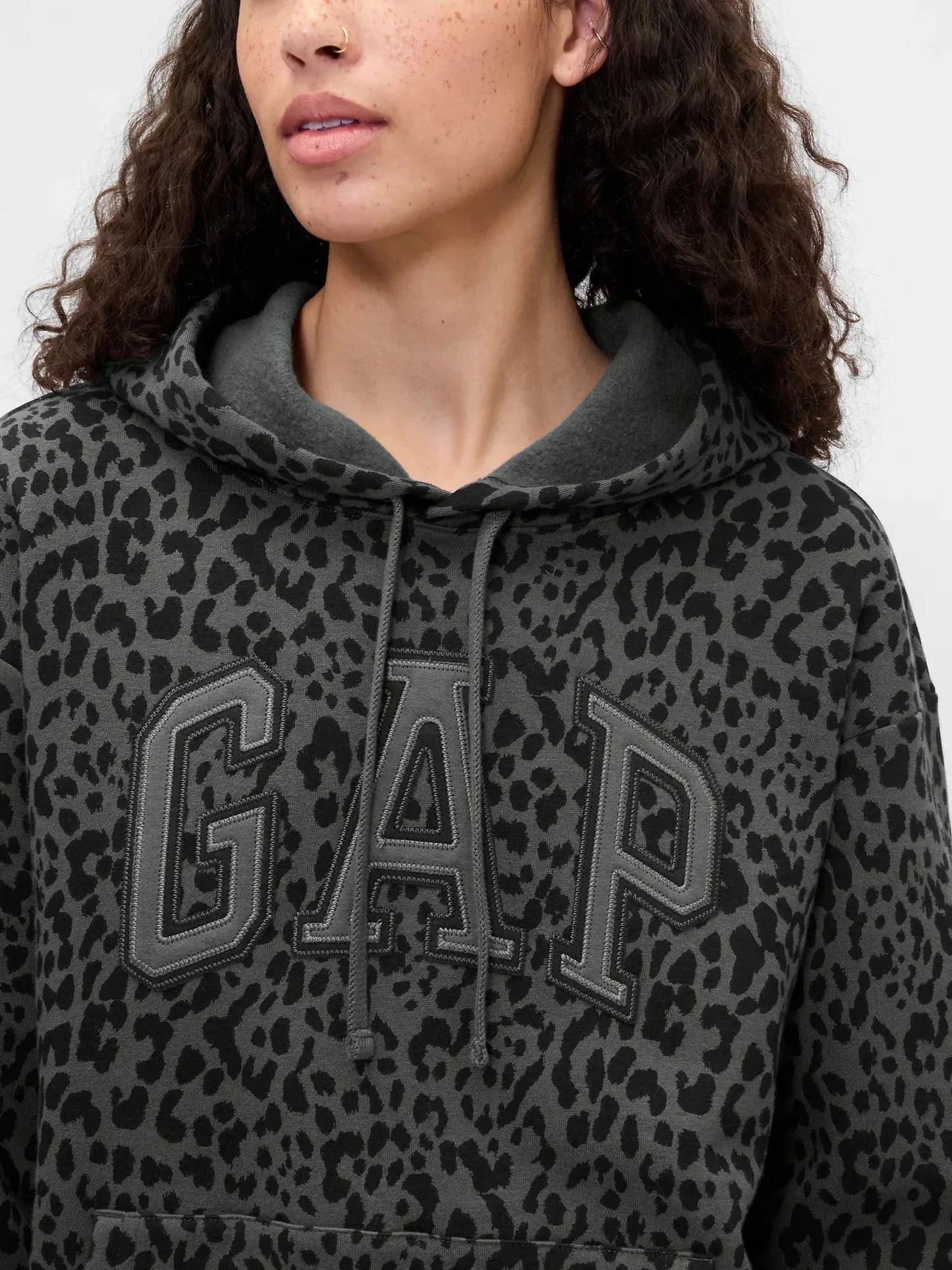 Gap Logo Charcoal Leopard Hoodie