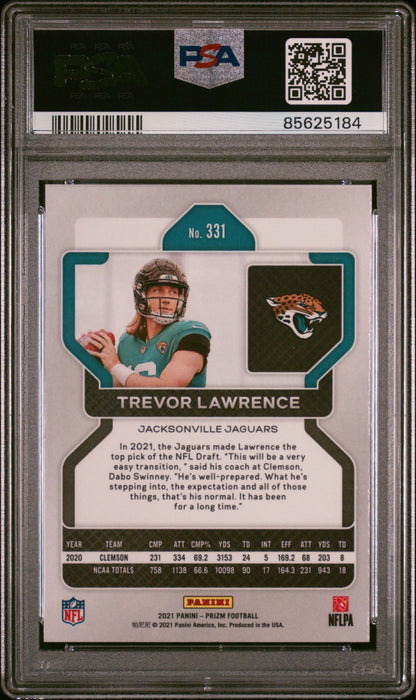 Graded 2021 Panini Prizm Trevor Lawrence #331 Rookie RC Football Card PSA 9 Mint