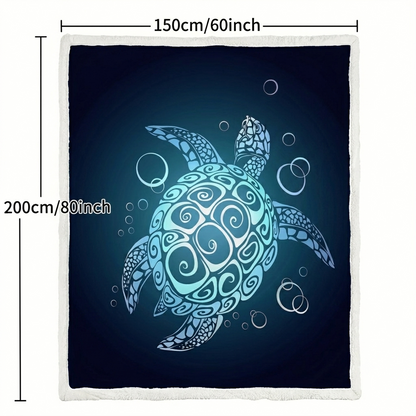 Oceanic Turtle Sherpa Throw Blanket