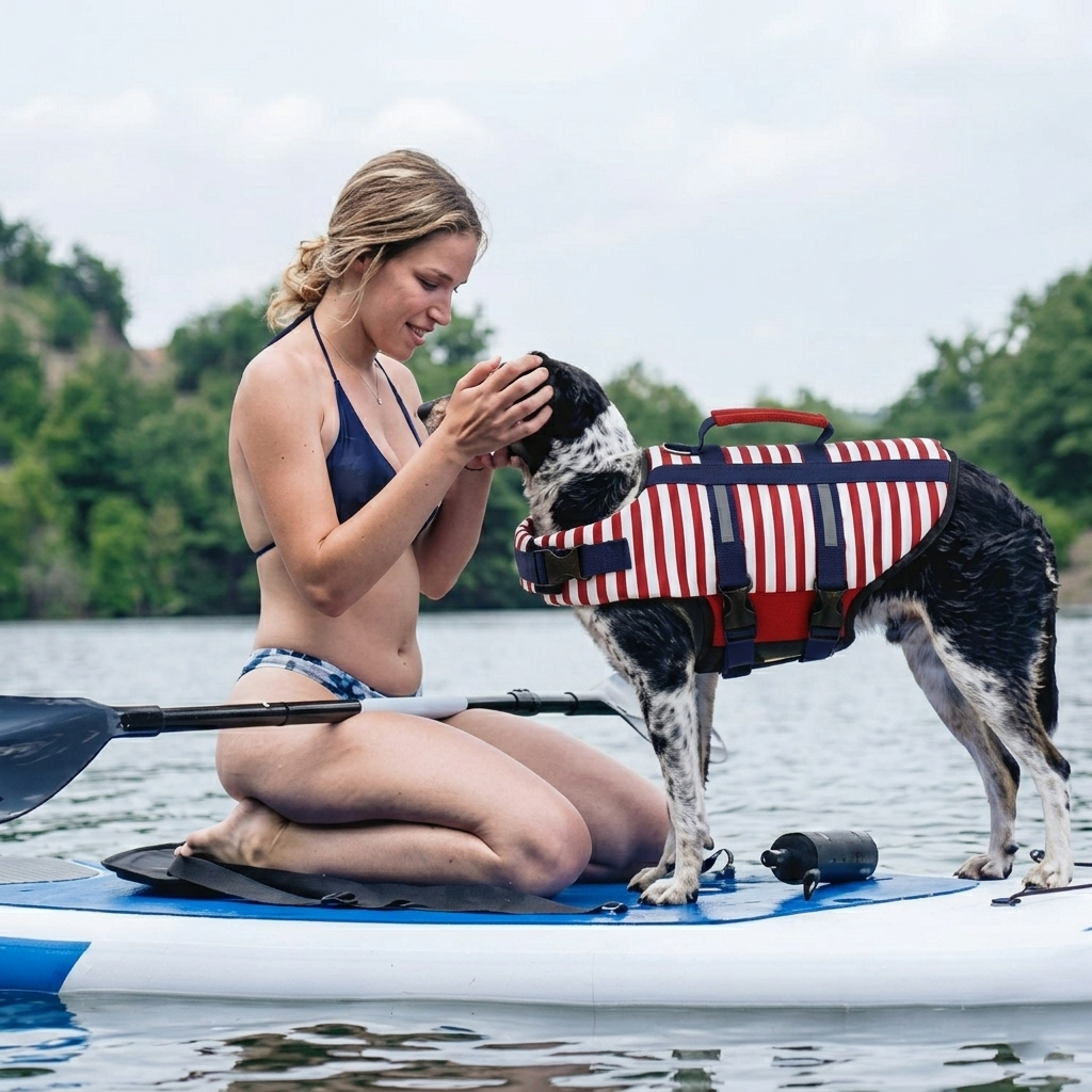 Dog Life Jacket – Striped Design with Safety Handle