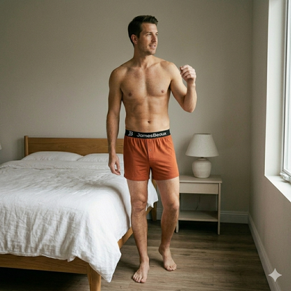 Men's Bamboo Boxer Shorts - Ultra-Soft & Breathable Underwear (Orange)