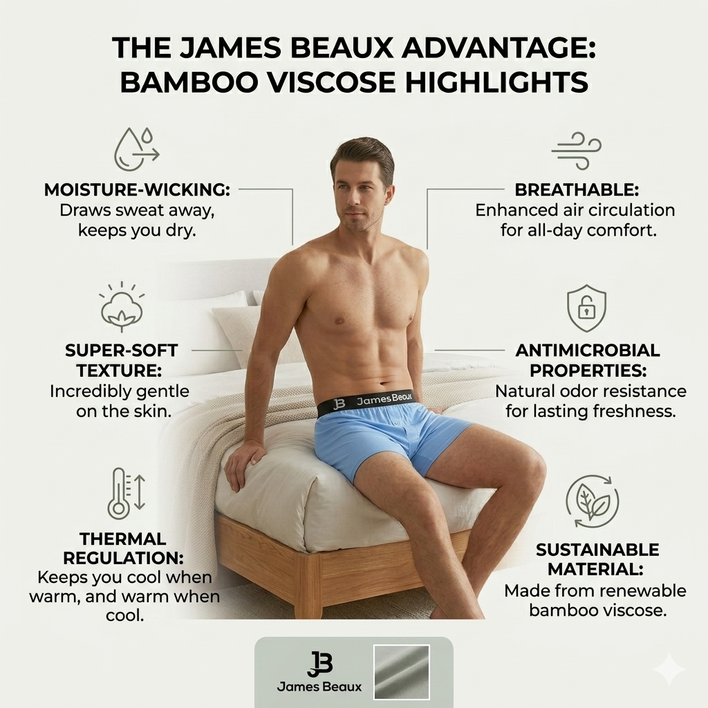Men's Bamboo Boxer Shorts - Ultra-Soft & Breathable Underwear (Orange)