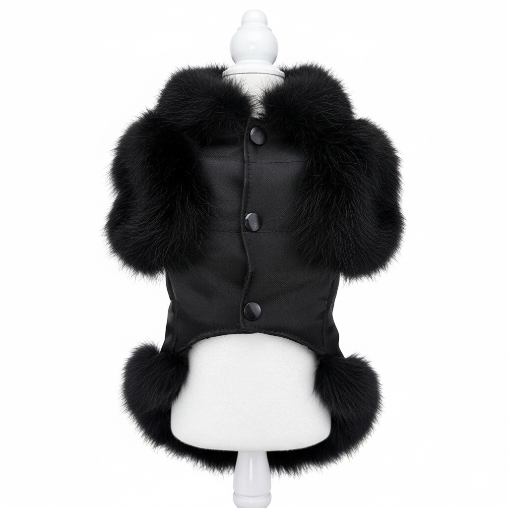 Black Faux Fur Dog Coat