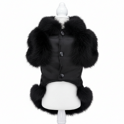 Black Faux Fur Dog Coat