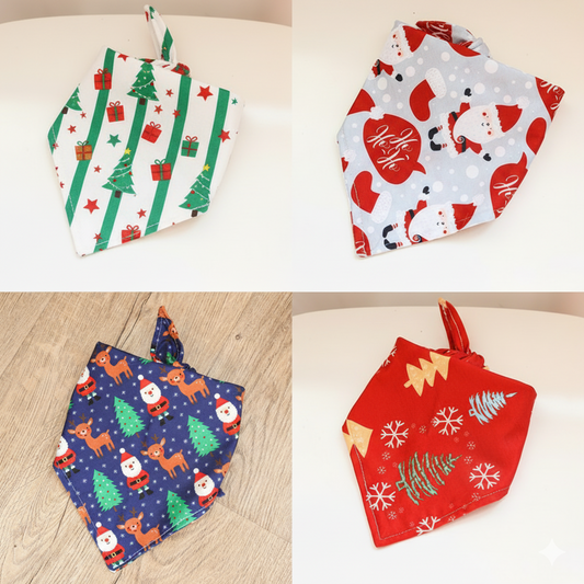 Christmas Pet Bandana Tie-On Holiday Prints