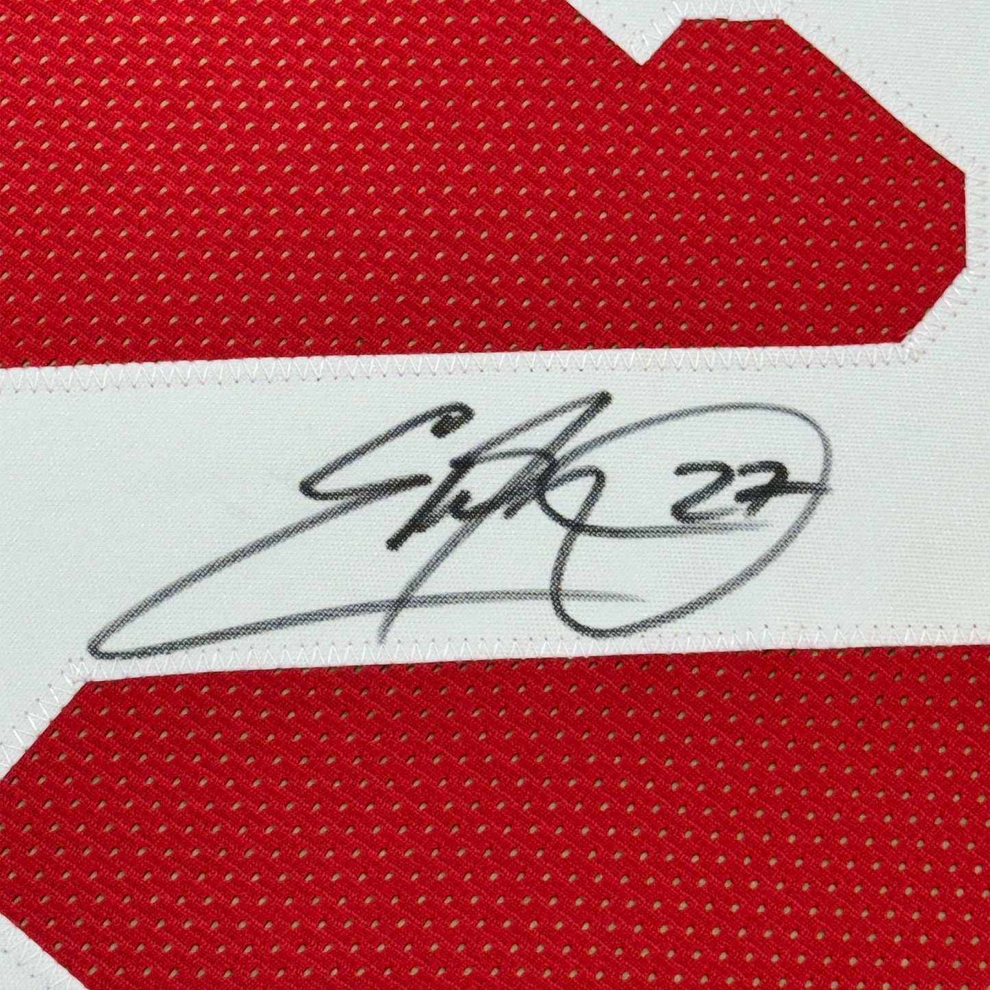 Framed Autographed/Signed Eddie George 35x39 Ohio State Red College Football Jersey JSA COA