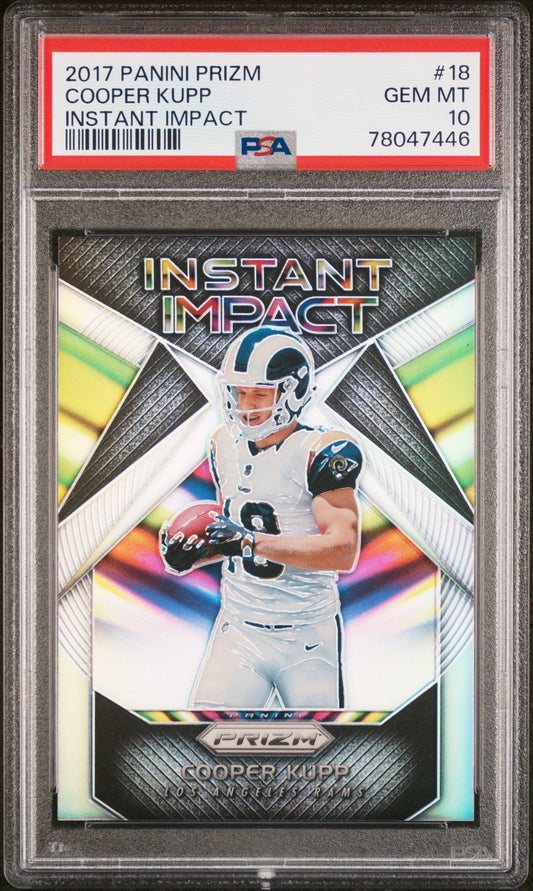 Graded 2017 Panini Prizm Cooper Kupp #18 Instant Impact Rookie RC Football Card PSA 10 Gem Mint