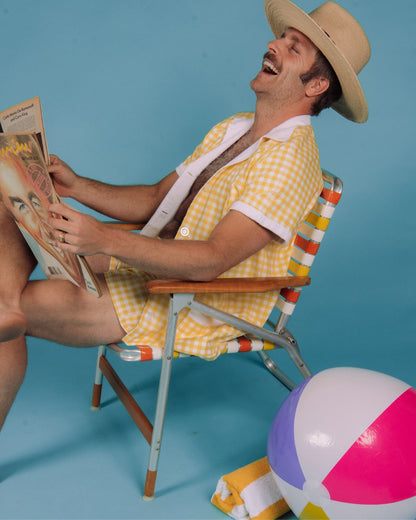 Gingham Cabana Shirt (Yellow)