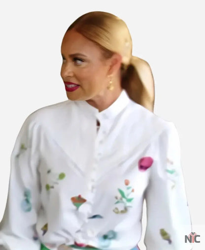 Gizelle Bryant Love Hotel S01 Bryant White Printed Blouse