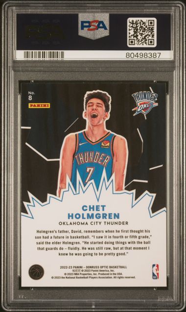 Graded 2022 Panini Donruss Optic Chet Holmgren #8 My House Rookie RC Basketball Card PSA 10 Gem Mint