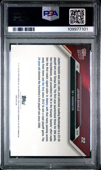 Graded 2024 Topps Now Jayden Daniels #22 Rookie RC Football Card PSA 9 Mint