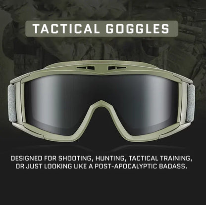 3.2MM Tactical Goggles Anti-Fog Ballistic Glasses 3 Lens Kit – Black Tan OD