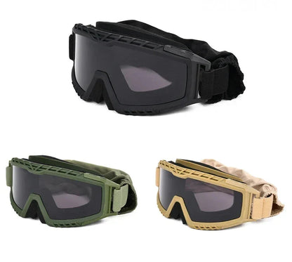 3.2MM Tactical Goggles Anti-Fog Ballistic Glasses 3 Lens Kit – Black Tan OD
